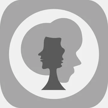 Optical illusion. Three human faces in silhouette. Stock Illustration