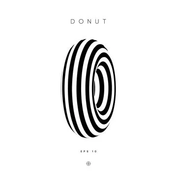 Optical illusion torus logo. 3d black and white stripe. EPS 10. Stock Illustration