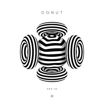 Optical illusion torus logo. 3d black and white stripe. EPS 10. Stock Illustration