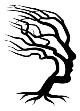 Optical Illusion Tree Child Face Silhouette Stock Illustration
