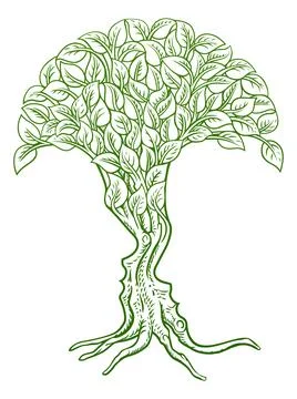 Optical Illusion Tree Faces Concept Stock Illustration