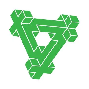 Optical illusion triangle. Impossible shapes vector. Optical art object. Logo 库存插图