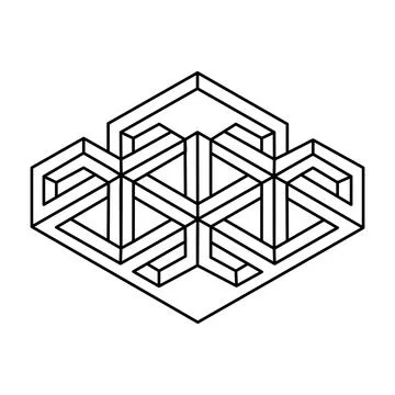 Optical illusion, unreal geometric object vector. Impossible figure. Stock Illustration