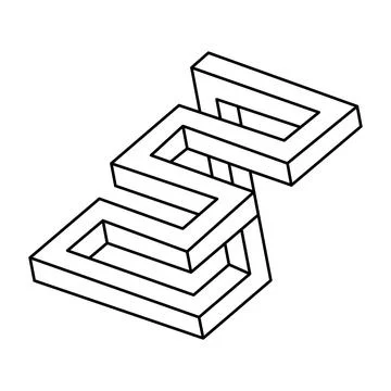 Optical illusion, unreal geometric object vector. Op art. Impossible figure. Stock Illustration