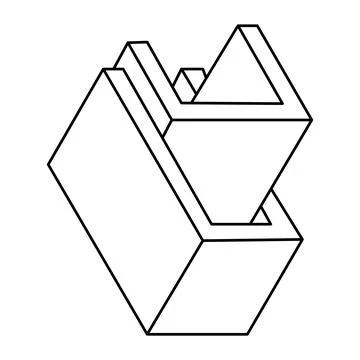 Optical illusion, unreal geometric object. Impossible figure. Sacred geometry Stock Illustration