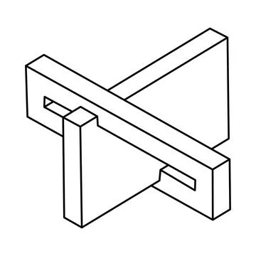 Optical illusion, unreal geometric object vector. Impossible figure. Op art Illustrazione stock