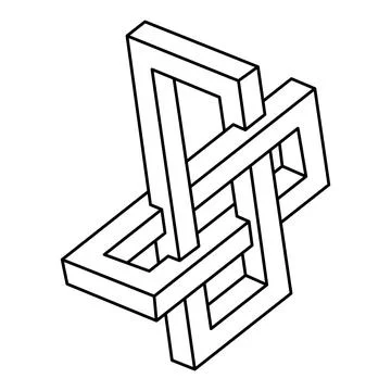 Optical illusion, unreal geometric object vector. Impossible figure. Stock Illustration