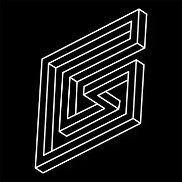 Optical illusion, unreal geometric object vector. Impossible figure. Sacred Stock Illustration