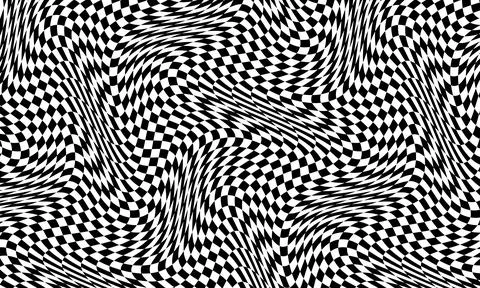 Optical illusion vector background. Simple black and white distorted lines Stock Illustration