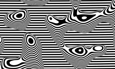 Optical illusion vector background. Simple black and white distorted lines Stock Illustration