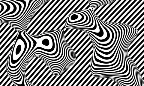 Optical illusion vector background. Simple black and white distorted lines Stock Illustration