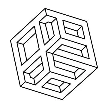 Optical illusion vector. Optical art objects. Impossible shapes. Geometric イラスト素材