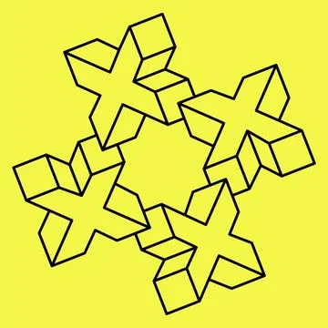 Optical illusion vector. Vector illustration isolated on yellow. Sacred geometry Stock Illustration