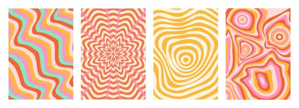 Optical illusion wave pattern set Stock Illustration