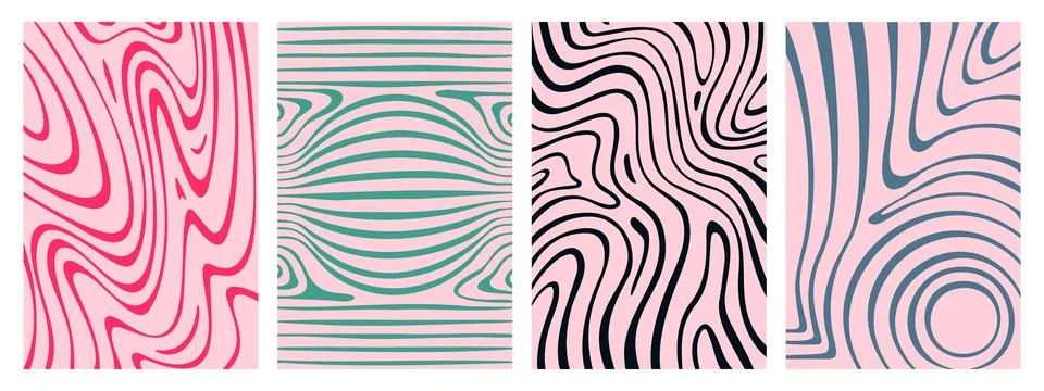 Optical illusion wave patterns set Stock Illustration
