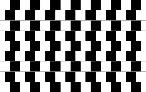 An optical illusion where lines appear diagonal in a checkered pattern. 스톡 일러스트