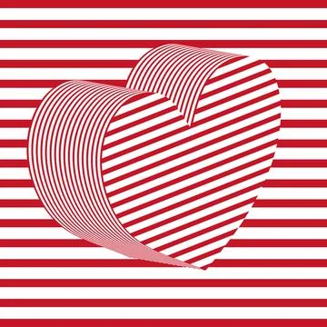 Optical illusion of white and red 3D heart. Stock Illustration