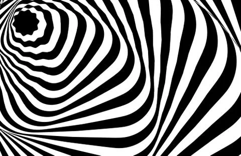 Optical illusion white black pattern abstract vector background. Optical stripe Stock Illustration