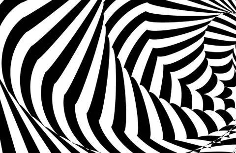 Optical illusion white black pattern abstract vector background. Optical stripe Stock Illustration