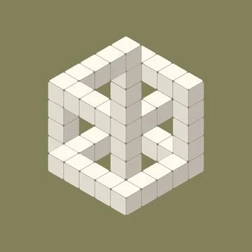 Optical illusion white cube in isometric view Illustrazione stock