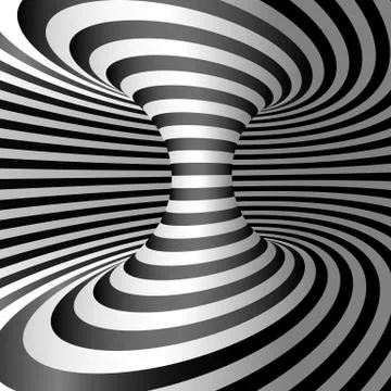 Optical illusion - Wormhole. Abstract 3d striped illusion. Design of optical  Stock Illustration