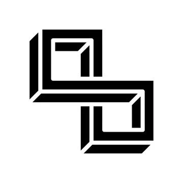 Optical impossible geometric shape glyph icon vector illustration Illustrazione stock