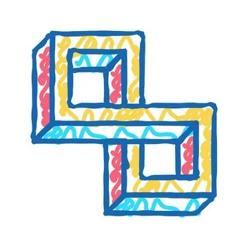 Optical impossible geometric shape icon doodle illustration Illustrazione stock