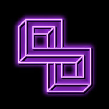 Optical impossible geometric shape neon glow icon illustration Stock Illustration