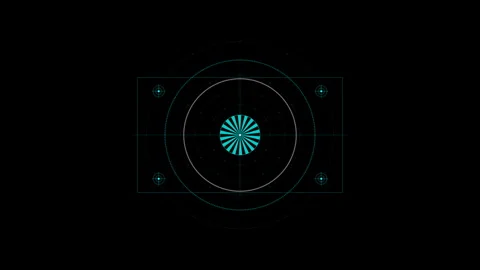 Optical Lens Calibration Test Chart with Siemens star resolution target 4K Alpha Vídeos de archivo 345874015