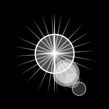 Optical lens flare effect creating dark background starburst Stock Illustration