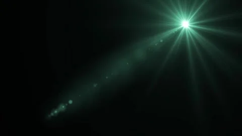 Optical Lens flare effect, green light on black background. Stock Footage 248312086