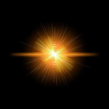 Optical lens flare texture on black background. Stock Illustration