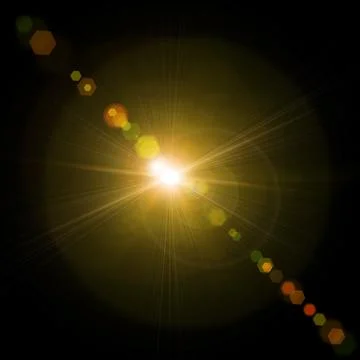 Optical lens flare texture on black background. Stock Illustration