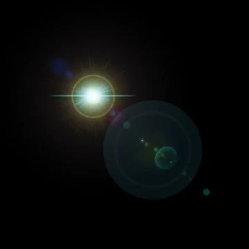 Optical lens flare texture on black background. Stock Illustration