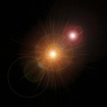 Optical lens flare texture on black background. Stock Illustration