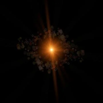 Optical lens flare texture on black background. Stock Illustration