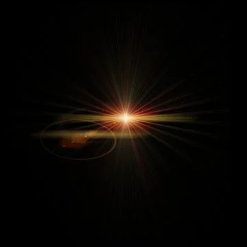 Optical lens flare texture on black background. Stock Illustration