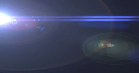 Optical lens realistic flare effect with bright ray of light on the blue Video stock 124218825