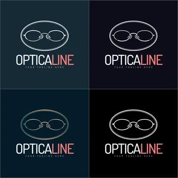 Optical line eye glasses frame logo set template design Stock-Illustration