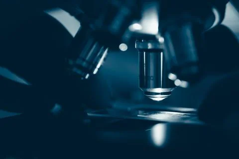 Optical microscope analysis in laboratory Stock Photos