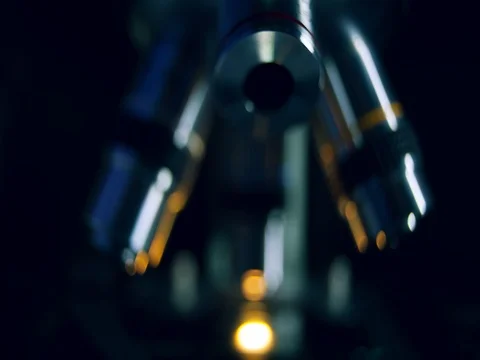 Optical Microscope in dark backround. Stock Footage 77764283