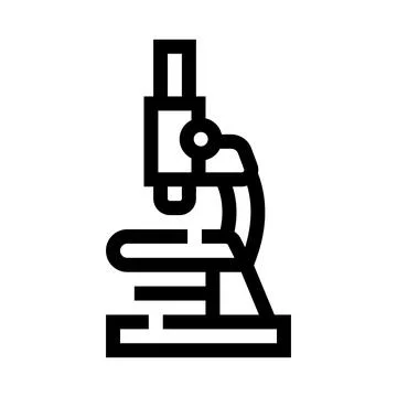 Optical microscope line icon for science laboratory research Stock Illustration