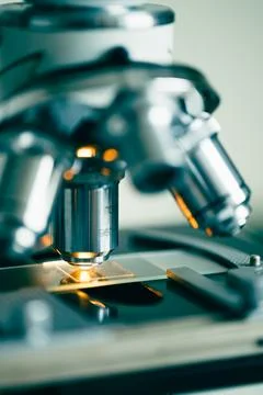 Optical microscope used for biological research Stock Photos