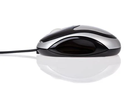 Optical mouse with cord isolated on a white background Stock Photos