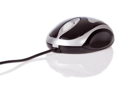 Optical mouse with cord isolated on a white background Stock Photos