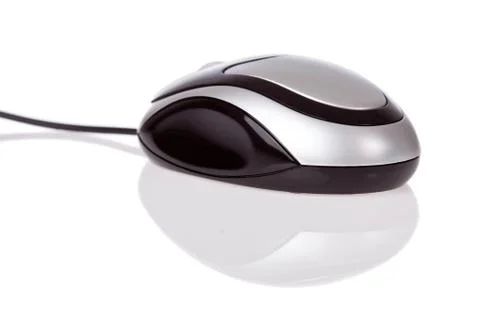 Optical mouse with cord isolated on a white background Stock Photos