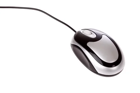 Optical mouse with cord isolated on a white background Stock Photos