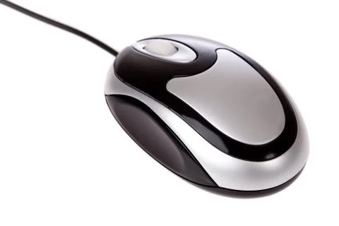 Optical mouse with cord isolated on a white background Stock Photos