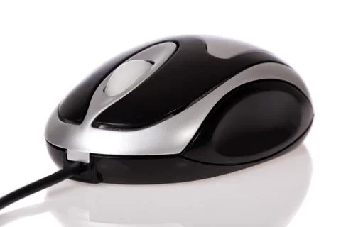 Optical mouse with cord isolated on a white background Stock Photos