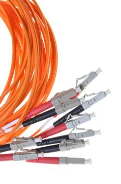 Optical multimode patch cable to the network with plug LC 스톡 사진
